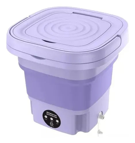 Lavadora Portátil 8l Plegable Eléctrica Viaje Multifuncional Lila