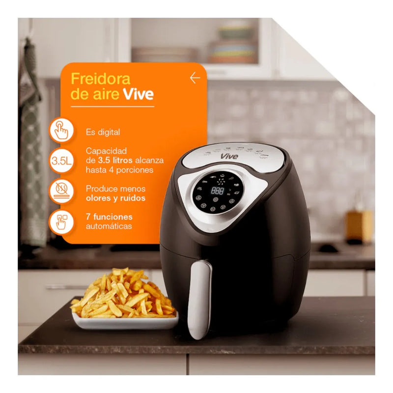 Freidora De Aire Ayr Fryer Power Oven Digital 3.5 Litros Negro