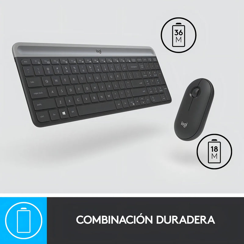 Combo Inalámbrico Logitech Mk470 + Alfombrilla Xl (80x30cm) Mouse Negro Teclado Negro