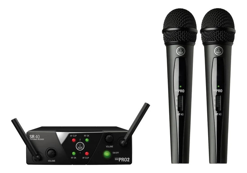Micrófono Inalámbrico Doble Akg Wms40 Mini Dual De Mano Color Negro
