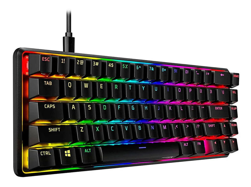 Teclado HyperX Alloy QWERTY HyperX Linear Red inglés US color negro con luz RGB