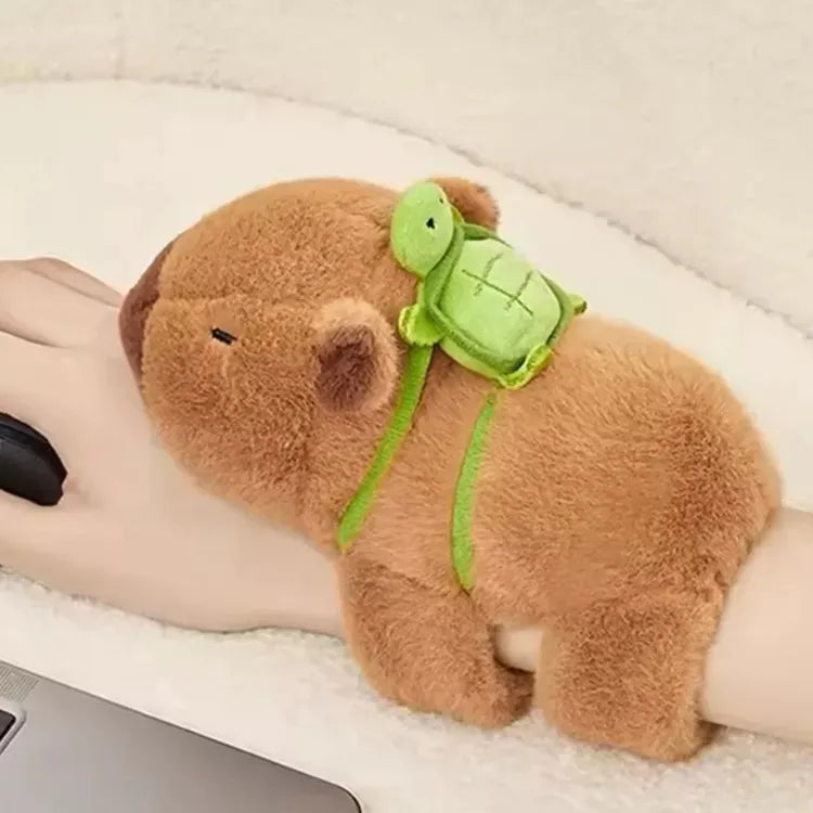 Peluche Capibara Pulsera Brazalete Con Tortuga De 17cm Café