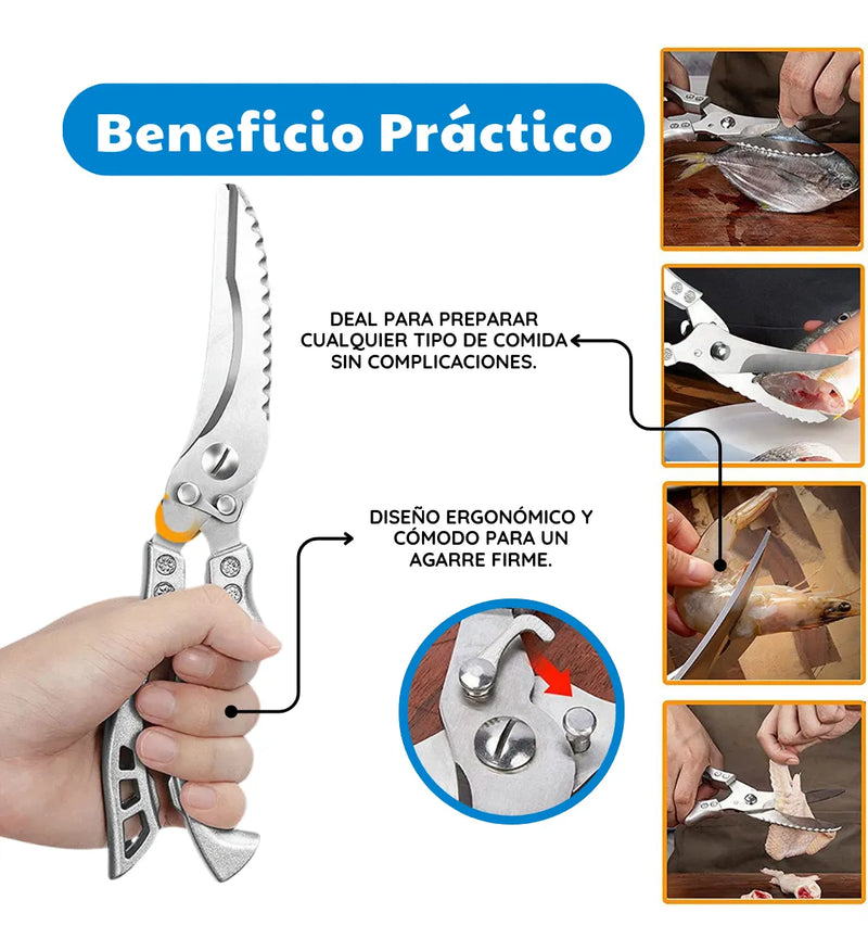Tijeras De Acero Inoxidable Cocina Cortar Pollo Multiusos Plateado