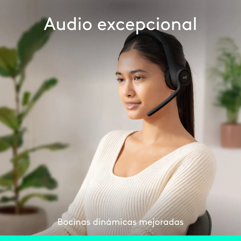 Logitech Zone 300, Diadema Bt Inalámbrica, 2 Micrófonos, Blk Color Negro Luz Blanco