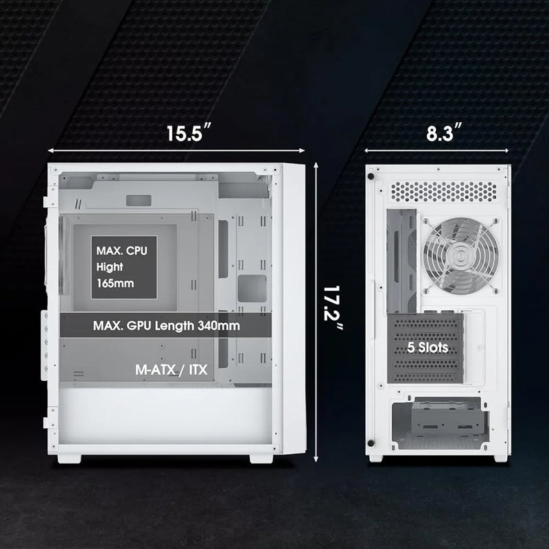 Vetroo M05 Micro Atx Caja De Pc Para Computadora Con Puerta White
