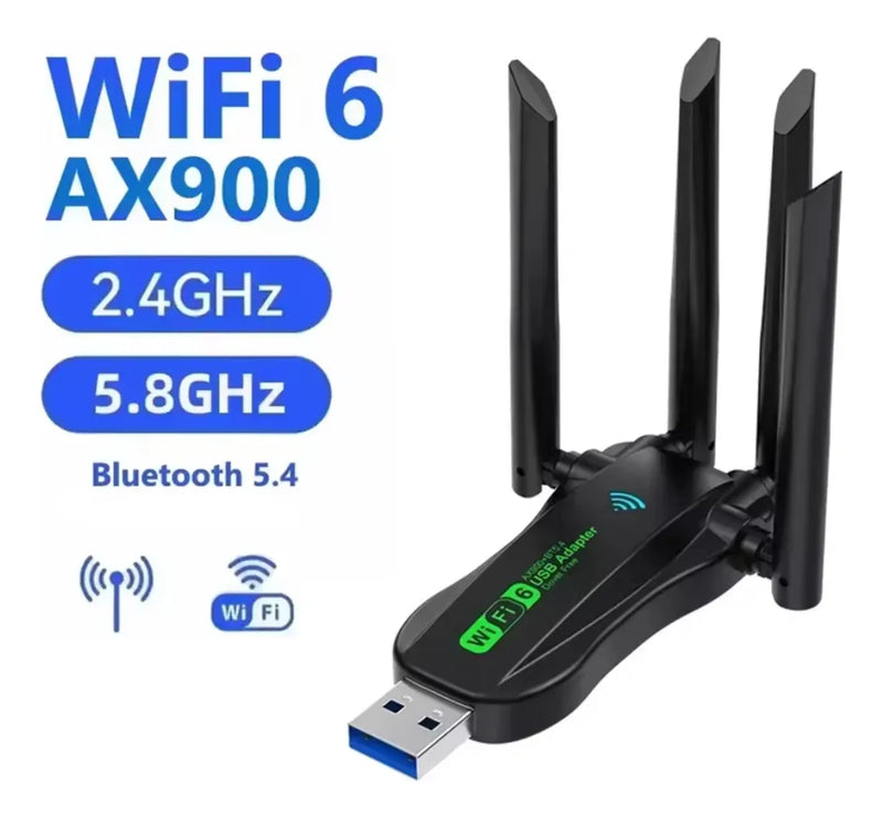 Icaning Ax900 Wifi 6 Adaptador Usb Bt Gigabit 4 Antenas