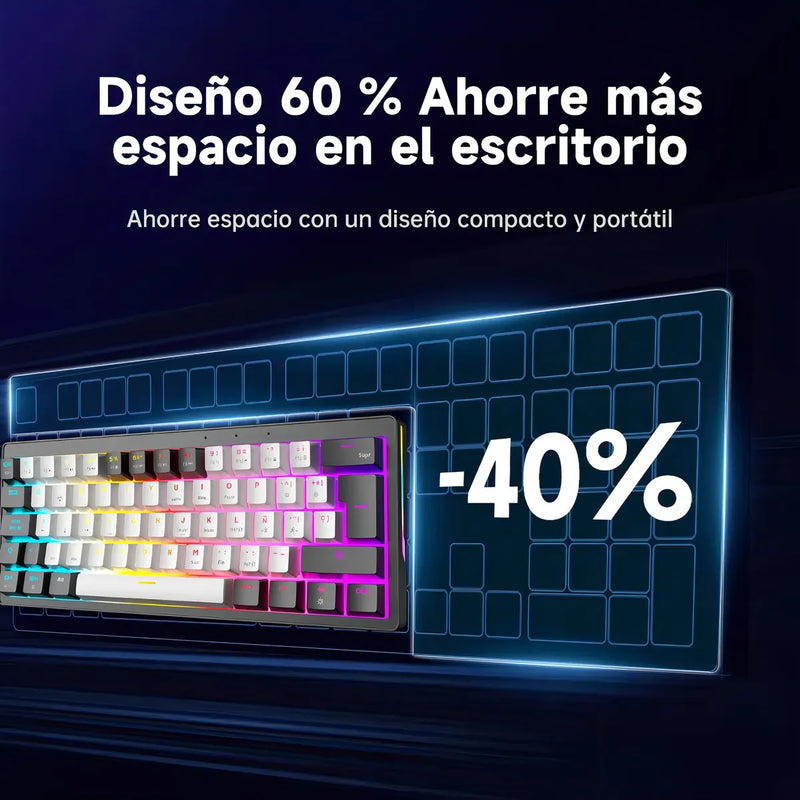 Teclado Gamer Mecánico Zifriend Ag61 Español Black Switches Retroiluminado Rainbow 62 Teclas 60% Compacto Interruptores Intercambiables En Caliente Hot Swap