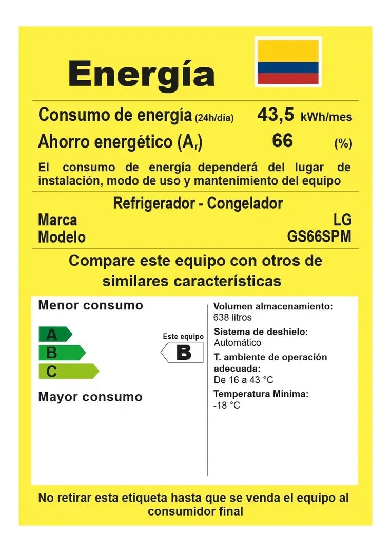 Nevecón Lg Side By Side Capacidad 638 Litros Negro