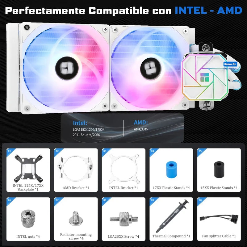 Enfriamiento Liquido Pc Cpu Ta 240 Argb Lga 1700 Am5 Blanco