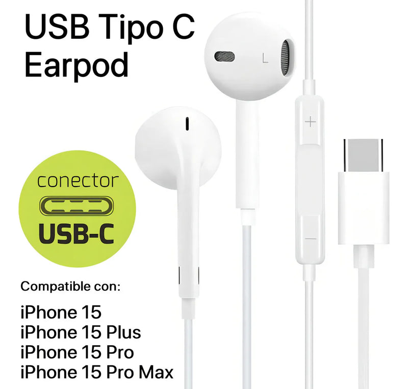 Auriculares Manos Libres Usb-c Tipo C Compatible iPhone 15