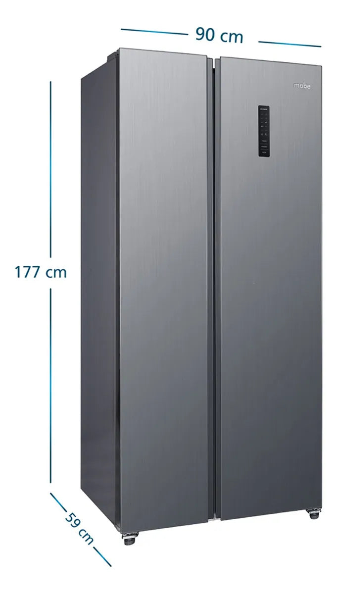 Nevecón Inverter Side By Side 480 Litros Brutos Mabe MSL480LPLSS0 Color Plateado