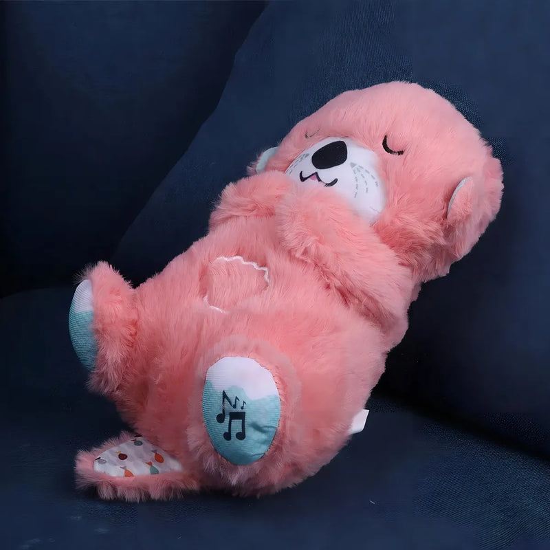 Peluche Realista Nutria Bebe Estimulacion Sensorial Sonido, Color Rosa