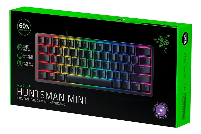 Teclado gamer Razer Huntsman Mini QWERTY Razer Purple inglés US color negro con luz RGB