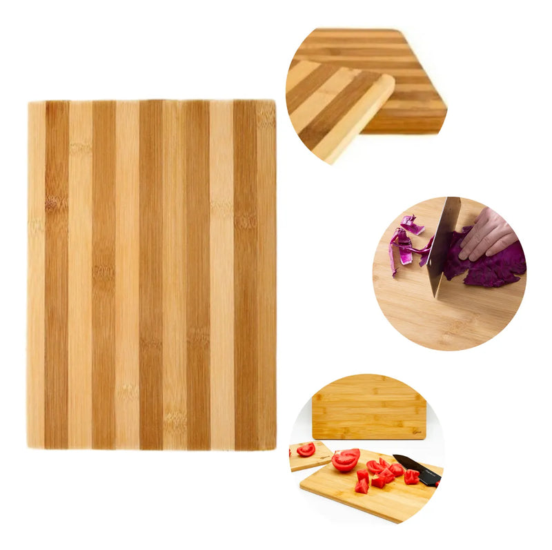 Tabla Para Picar En Madera Bambu Natural Mediana Con Surcos