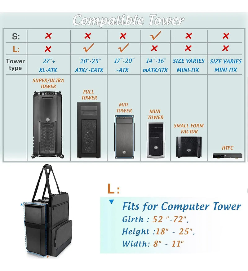 Trunab Pc Tower Correa De Transporte Con Asa, Estuche De Tra Black-2