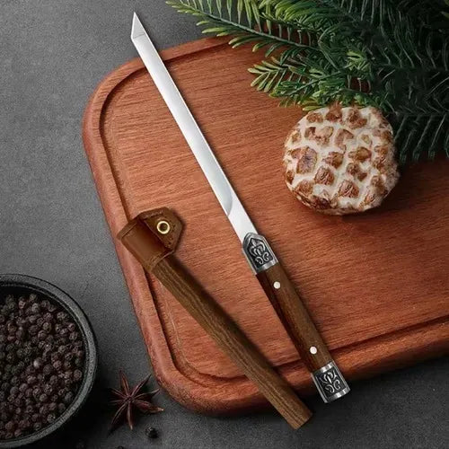 Cuchillo Ultra Afilado En Acero Inoxidable Carnicero Chef Marrón Oscuro