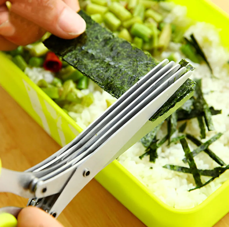 Tijeras De Cocina 5 Hojas Vegetales Papel Rapidez