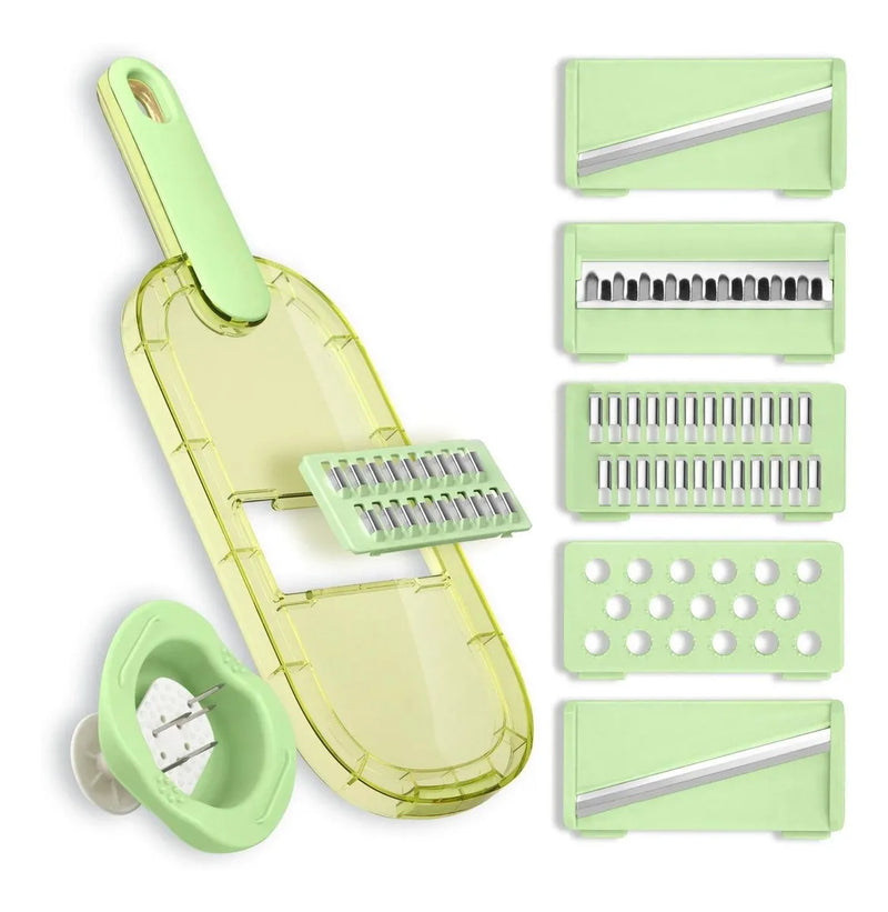 Rallador Y Pelador De Cocina Con Protector 6 En 1 Chefmaster Verde