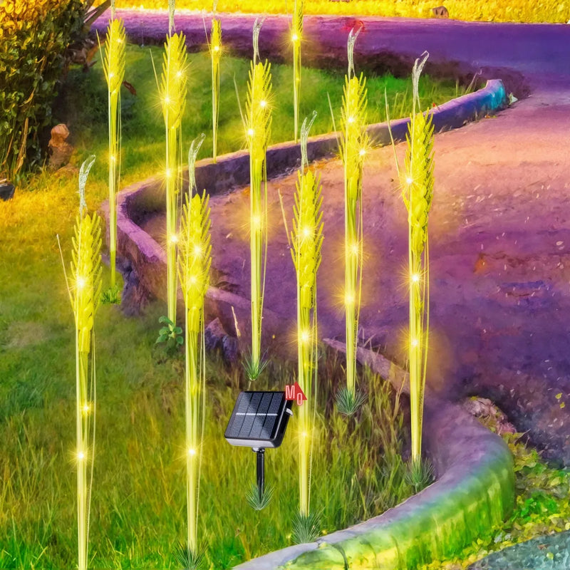 Luces Espiga De Trigo Solar Para Jardin X10 Navideña Amarillo