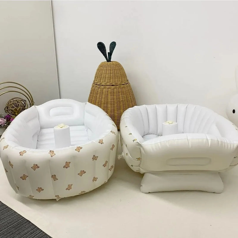 Bañera Inflable Bebé Blanco Ositos