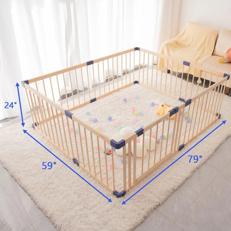 Parque Infantil De Madera Ultra Seguro Con Puerta