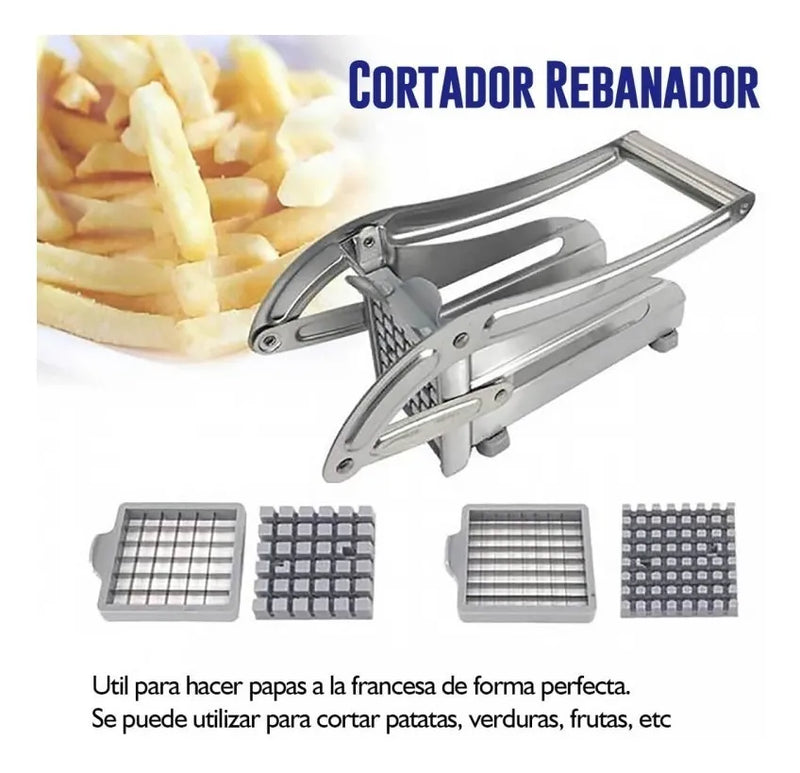 Picador De Verduras Metálico Cortador Rebanador Papas Hogar