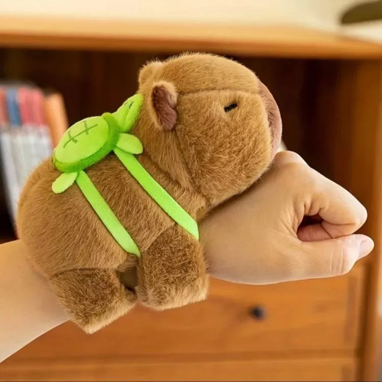 Peluche Capibara Pulsera Brazalete Con Tortuga De 17cm Café