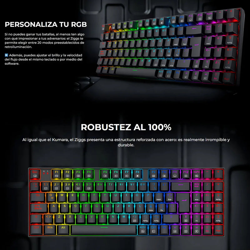 Teclado Gamer Redragon Ziggs K669-rgb Alámbrico, Español, Negro, Red Switch