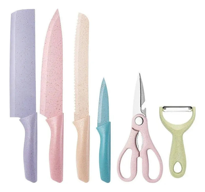 Juego Set Cuchillos Cocina X 6 Piezas Colores