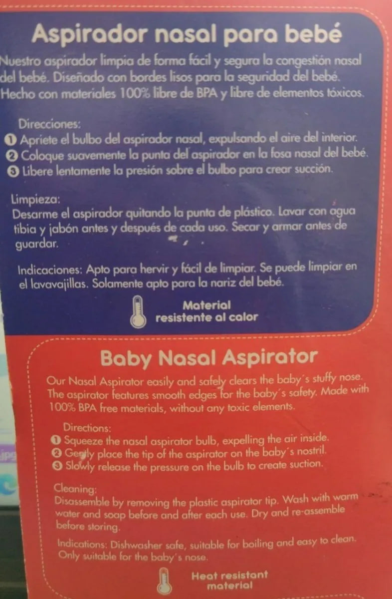 Aspirador Nasal Para Bebes Diseño Ergonomico