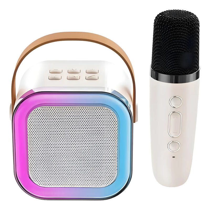 Mini Parlante Karaoke K12 Audiok Con Efectos De Luz Y Efectos De Voz Color Rosa
