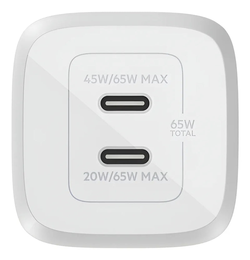 Cargador Pared Dual Belkin Usbc 65w Color Blanco
