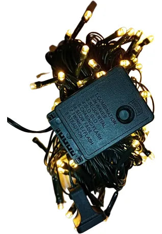 Serie Navideña Luz Led Calida X100 Luces Cable Verde Paq. X1