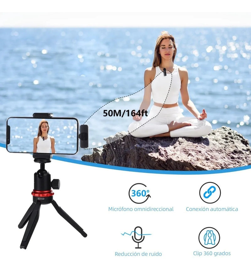 Sistema de micrófono inalámbrico Boya BY-v2 para iOS 2.4G con solapa, negro