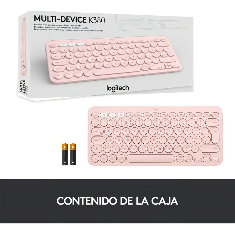 Logitech K380 Teclado Bluetooth Multi dispositivo Rosado Color del teclado Rosa Idioma Español