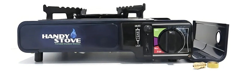 Estufa Gas Portable Camping Butano 4 Tanques Cocina Chispaut Color Negro