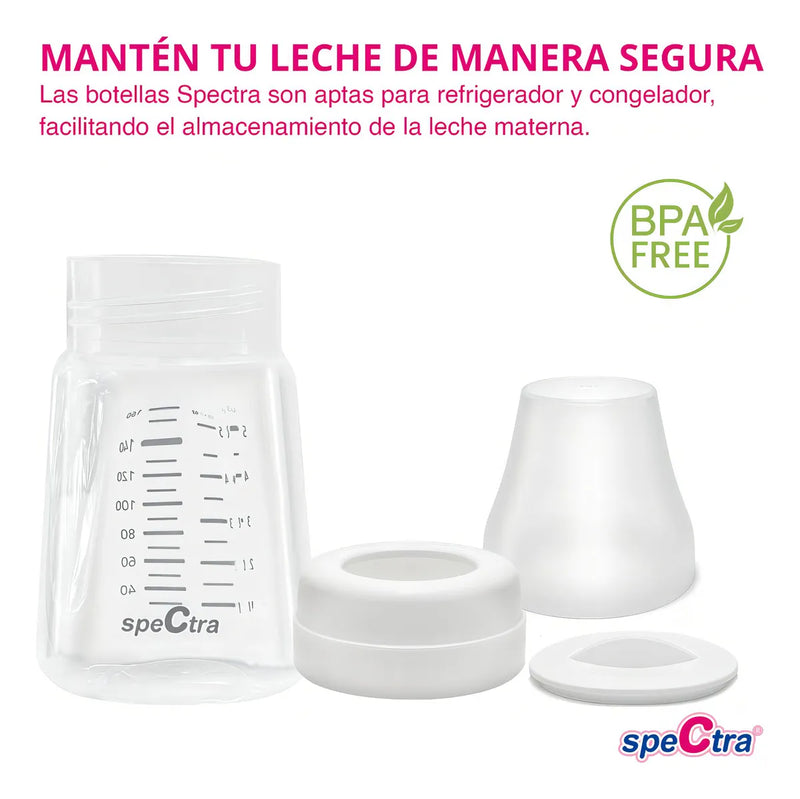 2 Botellas Almacenar Leche Materna Spectra Biberón Lactancia Color Rosa Claro