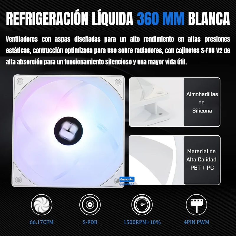 Enfriamiento Liquido Pc Cpu Ta 360 Argb Lga 1700 Am5 Blanco