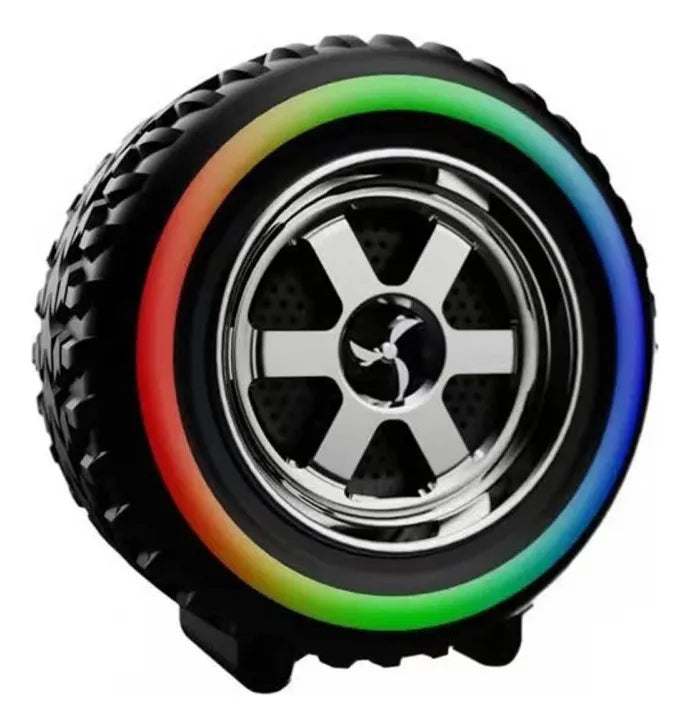 Parlante Bluetooth Llanta Celular Computador Radio Luces Rgb Negro