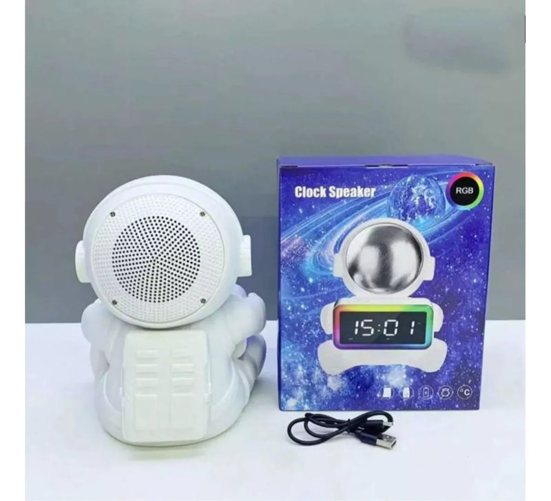 Reloj Radio Parlante Altavoz Bluetooth Iluminación Led Rgb Rosado Blanco