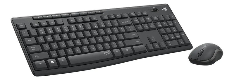Kit de teclado y mouse inalámbrico Logitech MK295 Español Latinoamérica de color negro