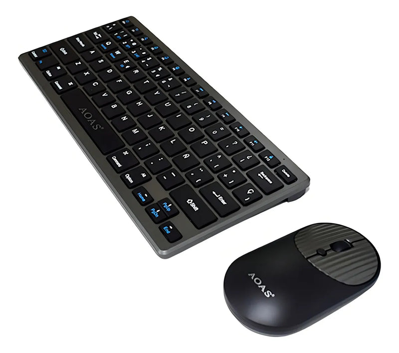 Kit De Teclado Y Mouse Inalámbrico De 2.4 Ghz Para Pc Tablet Mouse Gris Teclado Negro