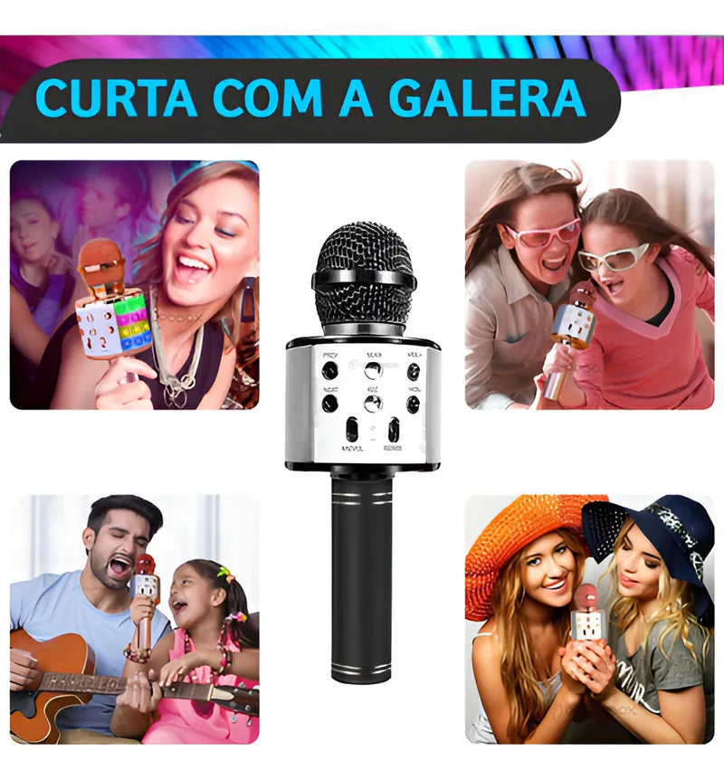 Micrófono de karaoke Bluetooth recargable inalámbrico plateado