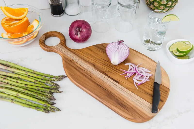 1 Tabla Premium De Madera Teca Para Picar Y Cocinar Profesio Geométrico Marrón