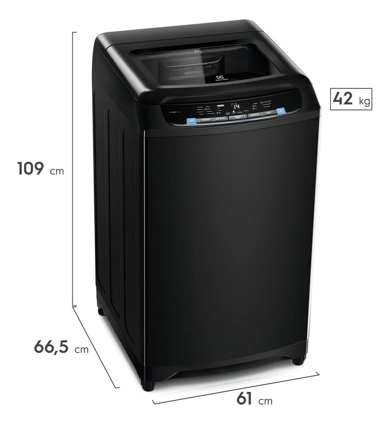 Lavadora Electrolux Carga Superior 21Kg Panel Digital Efficient Care Negra EWIX21F3CSB