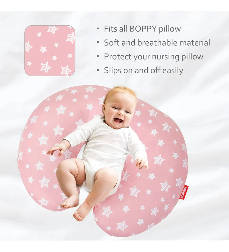 Funda De Almohada De Lactancia Rosa Con Estampado De Estrell