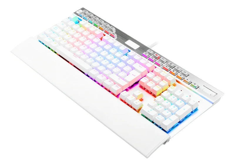 Teclado Redragon Yama QWERTY Outemu Purple español latinoamérica color blanco con luz RGB