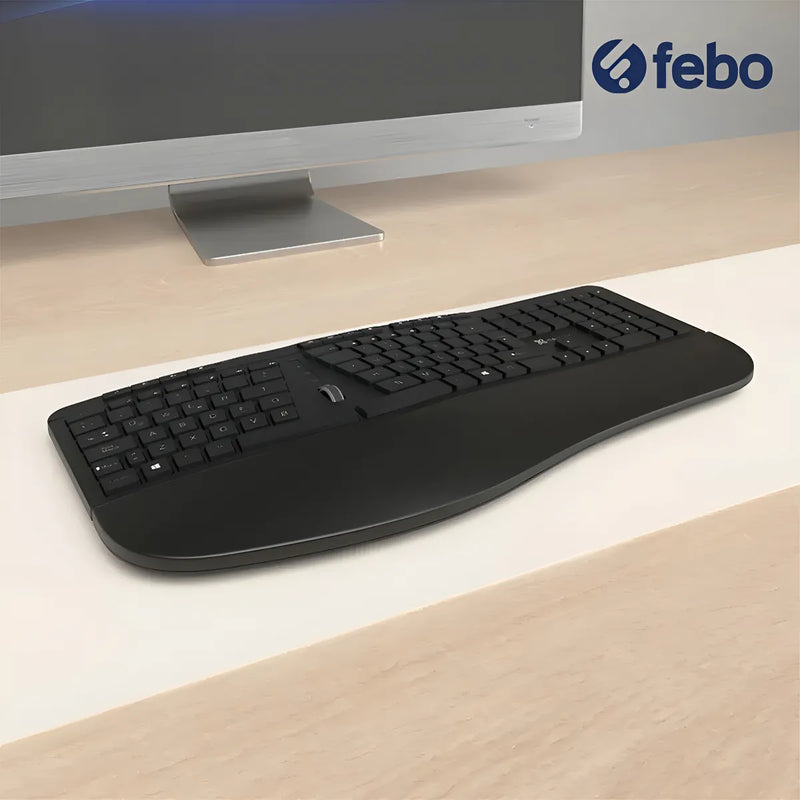 Teclado Klip Xtreme Transcend Wireless Ergonómico - Kbk-530s Color Del Teclado Negro
