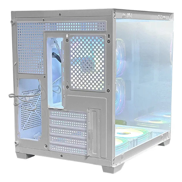 Gabinete Chasis Para Pc Gamer Pecera Argb Blanco + 5 Cooler