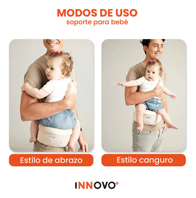 Cargador Canguro De Cintura Ergonómico Para Bebes Niños De 0 A 4 Años Comodo Innovo Beige